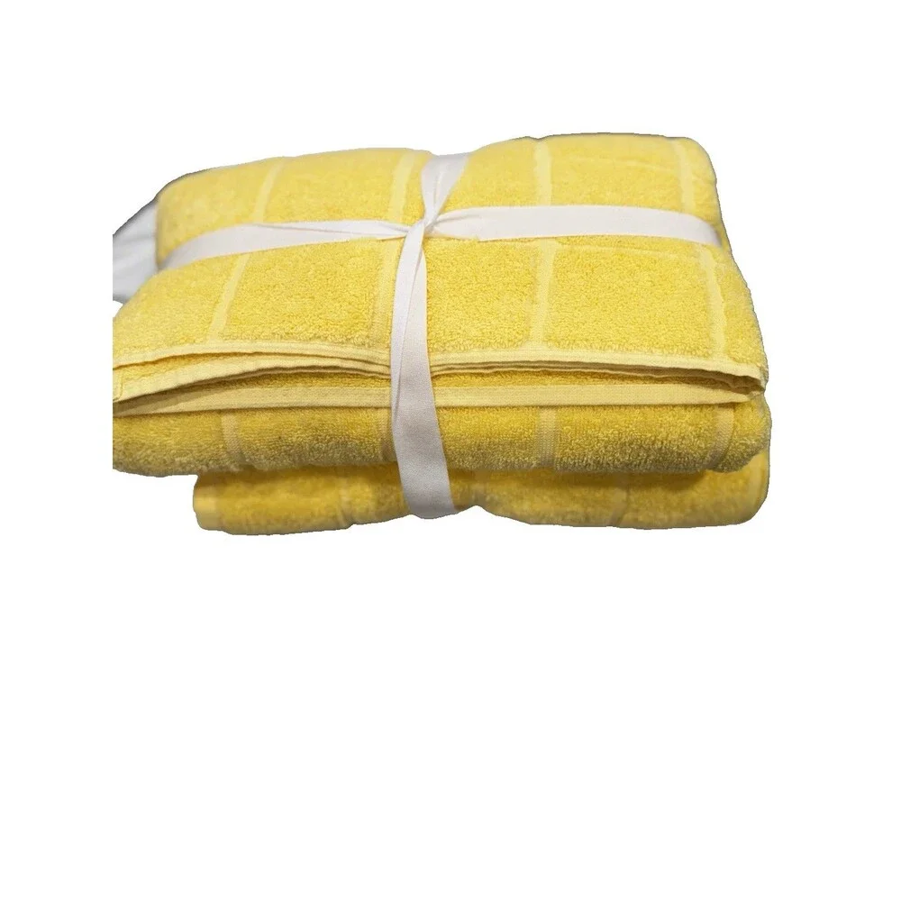 Home Expressions 6 Piece Bath Towel Set 100% Cotton Island Yellow NEW